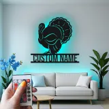 Cartel de metal LED personalizado de pavo para regalo de acción de gracias, decoración festiva para comedor