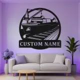 Panneau en métal de cargo personnalisé | Décor nautique en acier rétroéclairé | Art mural de bureau maritime | Cadeau personnalisé pour lui