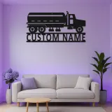 Cartel de Metal de Camión Cisterna Personalizado | Arte de Pared LED para Garaje | Decoración Industrial para Man Cave | Regalo Personalizado para Camioneros