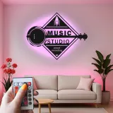 Personalisierte LED-Metallschild Banjo | Vintage Musikstudio-Dekor | Matte schwarze Wandkunst | Retro-Geschenk für Musiker