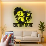 Insegna in metallo personalizzata Labrador con cuore e luce LED regalo per amanti dei cani decorazione per il soggiorno