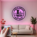 Custom LED Family Name Sign | Metal Monogram Wall Art | Personalized Wedding Gift for Couples | Illuminated Living Room Decor