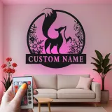 Panneau renard personnalisé avec LED | Décoration murale en métal sur mesure pour chambre de bébé | Décor animalier de la forêt | Cadeau pour amoureux de la nature