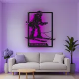 Custom Skier Led Light Metal Wall Art Personalized Gift for Ski Enthusiasts Winter Sports Decor for Game Room