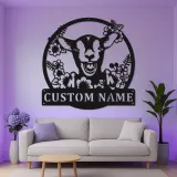 Insegna LED personalizzata con capra | Insegna in metallo personalizzata | Decorazione rustica farmhouse per amanti delle capre e camerette
