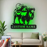 Custom Bison Mountain Led Light Metal Wall Art Personalized Rustic Gift for Nature Lovers Cabin or Lodge Decor