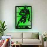 Panneau personnalisé de joueur de football américain | Décoration murale en métal LED | Décor avec prénom personnalisé pour salle de jeux | Cadeau pour sportif