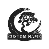 Décoration murale en métal personnalisée Arbre Bonsai avec rétroéclairage LED Cadeau Zen pour la maison Décor de salon tranquille 1