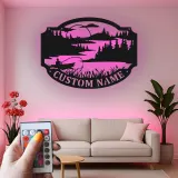 Personalized Fishing Sign with LED Lights | Custom Name Metal Wall Art | Fisherman Lake House & Cabin Decor | Outdoor Lover Gift