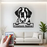 Insegna LED San Bernardo Personalizzata | Ritratto in Metallo per Animali Domestici | Arte da Parete per Amanti dei Cani
