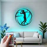 Insegna in metallo personalizzata con luce LED per giocatore di pallavolo - Regalo per atleti e appassionati di sport