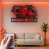Custom Garbage Truck LED Sign | Personalized Metal Wall Art | Waste Management Driver Gift | Industrial Man Cave Decor