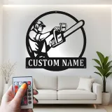 Personalisierte Arborist Metalltafel | Kettensäge LED Wandkunst | Individuelle Logger Dekoration | Geschenk für Outdoor-Enthusiasten & Baumdienst
