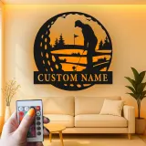 Enseigne LED personnalisée pour golfeur | Décoration murale en métal sur mesure | Cadeau pour amateur de golf | Décor man cave et bureau