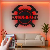Décoration murale en métal personnalisée avec éclairage LED d'outils de menuisier