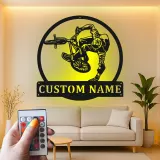 Personalisiertes BMX Radfahrer LED-beleuchtetes Metallschild Geschenk für BMX-Enthusiasten Teenager Schlafzimmer oder Spielzimmer Dekor