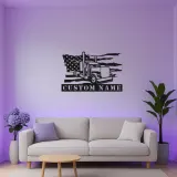 Personalisierte Semi-Truck LED Metall-Schild | Amerikanische Flagge Wandkunst | Individuelle Trucker Namensschild | Big Rig Garage & Man Cave Dekor