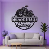 Personalized Motorcycle Metal Sign | LED Light Wall Art for Garage & Man Cave | Custom Biker Name Gift