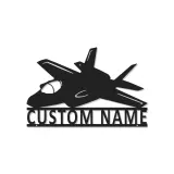 Insegna in metallo personalizzata con jet da combattimento e luce LED, regalo personalizzato per piloti, decorazione per hangar o ufficio