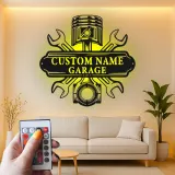 Insegna LED personalizzata per garage | Insegna in metallo personalizzata per meccanici | Regalo per papà appassionato di auto | Decorazione officina
