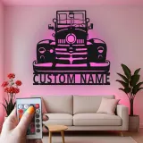 Personalisierte Vintage-Truck LED-Licht Metall-Wandkunst Geschenk für Auto-Enthusiasten Garagen-Dekor