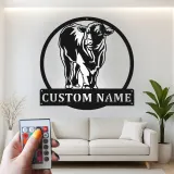 Décoration murale en métal LED personnalisée de vache - Cadeau de ferme rustique - Décor de grange