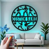 Insegna Karate Personalizzata con LED | Arte Murale in Metallo con Nome Personalizzato per Dojo | Regalo Decorativo per Combattente