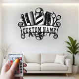Custom Barber Shop Led Light Metal Wall Art Personalized Gift for Barbers Salon Decor