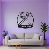 Personalisierte Mechaniker LED Schild | Gekreuzte Schraubenschlüssel Metall Wandkunst | Individuelle Garagen Dekor | Klempner Geschenk