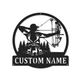 Insegna in metallo personalizzata con LED per cacciatori di archi, regalo personalizzato per arcieri, decorazione per cabin rustica