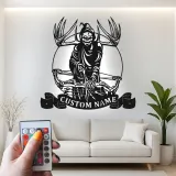 Grim Reaper Bow Hunter LED Sign | Custom Metal Wall Art | Personalized Hunter Gift for Man Cave | Hunting Decor
