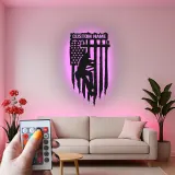 Arte murale in metallo LED Lineman personalizzata | Insegna con bandiera americana per elettricista | Decorazione patriottica per casa e ufficio
