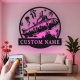 Personalisierter U-Boot LED Metall-Schild | Nautische Wandkunst | Vintage Ozean-Dekor für Marine-Veteranen oder Meeresliebhaber