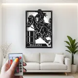 Cartel de metal LED personalizado de jinete de barriles, regalo ecuestre para amantes de los caballos, decoración western para el hogar