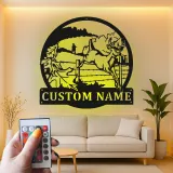 Décoration murale en métal personnalisée pour chasseur de cerfs avec rétroéclairage LED - Cadeau personnalisé pour chasseurs - Décor de cabane rustique 2