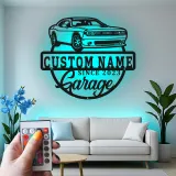 Custom Muscle Car Metal Sign | Personalized LED Garage Decor | Man Cave Wall Art | Gift for Car Enthusiast