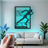 Personalized Runner Metal Sign | LED Track and Field Wall Art | Custom Sprinter Name Decor | Gift for Athlete