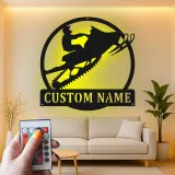 Custom Snowmobile LED Sign | Personalized Metal Wall Art | Winter Sports Decor for Cabin, Garage & Home