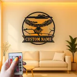 Custom Flying Owl LED Sign | Personalized Metal Wall Art | Wildlife Cabin Decor | Nature Lover Gift