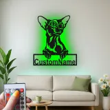 Custom Oriental Shorthair Cat Led Light Metal Wall Art Personalized Cat Lover Gift Bedroom Pet Decor
