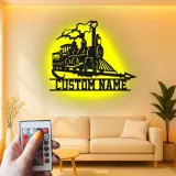 Custom Steam Train Led Light Metal Wall Art Personalized Gift for Train Enthusiasts Man Cave or Office Decor 2