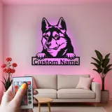 Cartel de metal LED personalizado de Pastor Alemán, regalo para amantes de los perros, decoración para la sala de estar