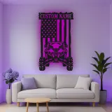 Insegna in metallo LED personalizzata con bandiera americana per ATV - Regalo per appassionati di fuoristrada, decorazione per garage o man cave