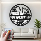 Custom Construction Site Led Light Metal Wall Art Personalized Gift for Kids Bedroom Decor for Little Builders