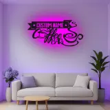 Cartel de metal LED con nombre para bar de café, regalo personalizado para amantes del café, decoración de cocina o café