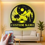 Personalized Yin Yang Metal Sign | LED Mountain Beach Art | Custom Name Decor for Home & Business
