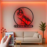 LED-Metall-Wandkunst mit Gottesanbeterin | Personalisierte Insekten-Schild | Biophiles Dekor für Zuhause & Garten | Geschenk für Naturfreunde