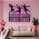 Custom Handball Sign with LED | Personalized Metal Wall Art | Athlete Name Decor for Team Room | Gift for Players & Coaches