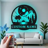 Personalized Yin Yang Metal Sign | LED Mountain Beach Art | Custom Name Decor for Home & Business