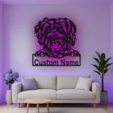 Décoration murale en métal personnalisée en forme de silhouette de chien avec rétroéclairage LED - Cadeau pour parent d'animal - Décor pour salon ou espace pour animaux